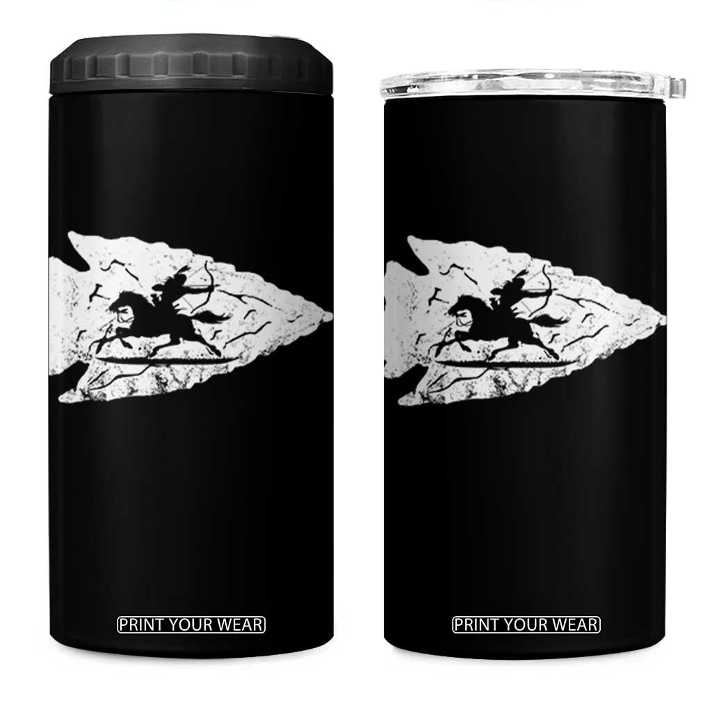 Arrowhead Hunter Indian Chief Relic Hunting Native American 4 in 1 Can Cooler Tumbler TS11 One Size: 16 oz Black Print Your Wear