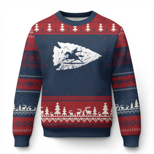 Arrowhead Hunter Indian Chief Relic Hunting Native American Ugly Christmas Sweater TS11 Navy Red Print Your Wear
