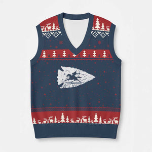 Arrowhead Hunter Indian Chief Relic Hunting Native American V-Neck Knit Sweater Vest - Print Your Wear