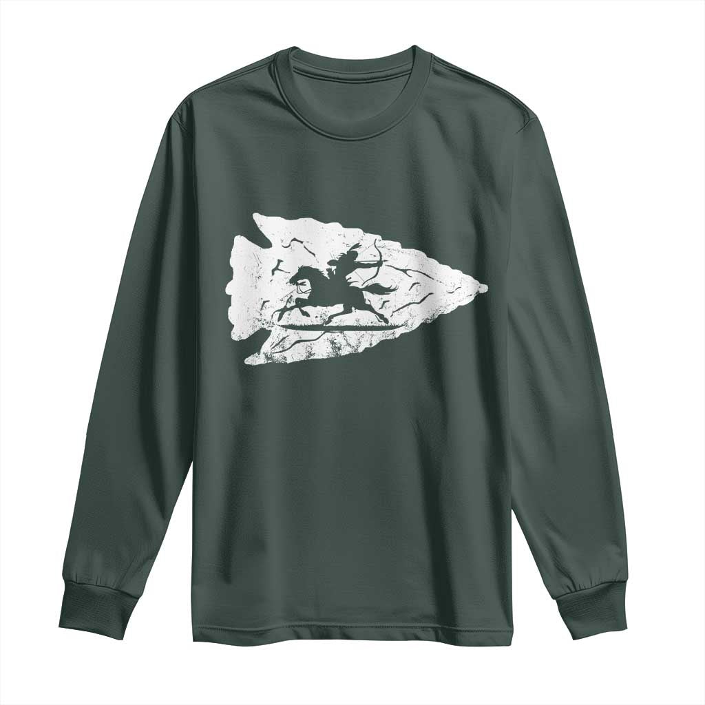 Arrowhead Hunter Indian Chief Relic Hunting Native American Long Sleeve Shirt TS11 Dark Forest Green Print Your Wear