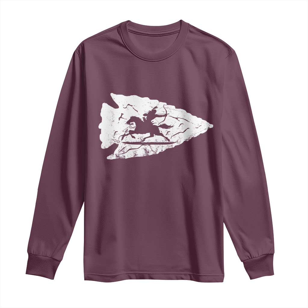 Arrowhead Hunter Indian Chief Relic Hunting Native American Long Sleeve Shirt TS11 Maroon Print Your Wear