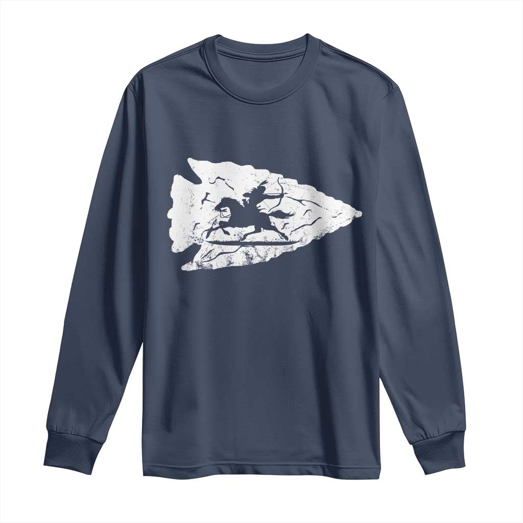 Arrowhead Hunter Indian Chief Relic Hunting Native American Long Sleeve Shirt TS11 Navy Print Your Wear