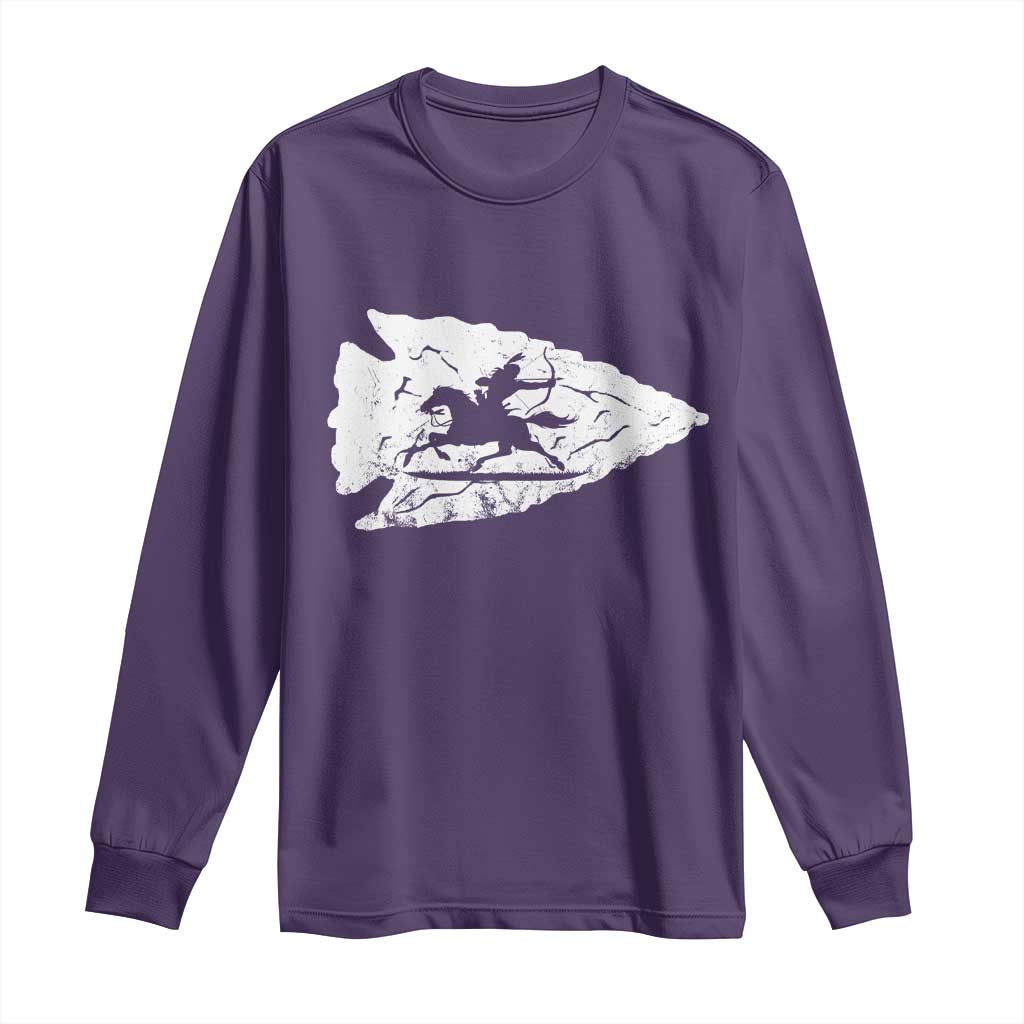 Arrowhead Hunter Indian Chief Relic Hunting Native American Long Sleeve Shirt TS11 Purple Print Your Wear