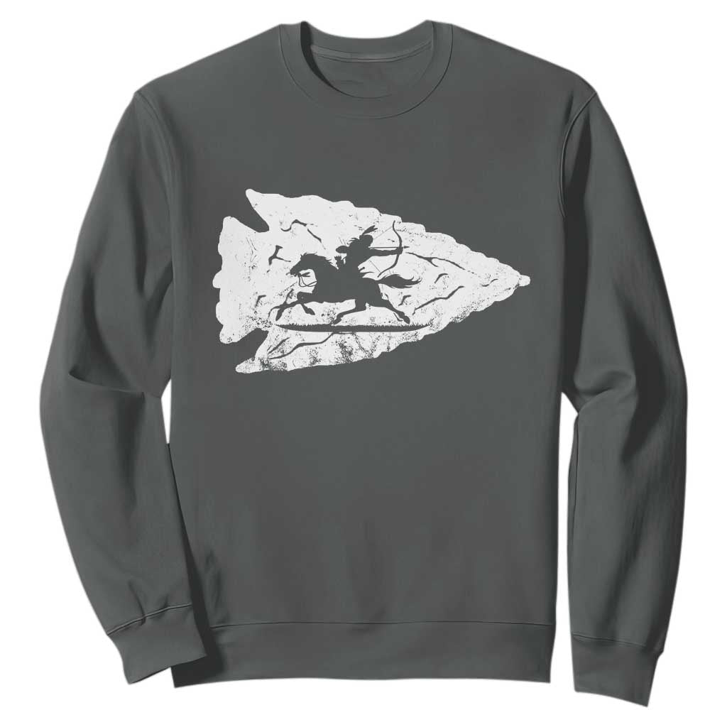 Arrowhead Hunter Indian Chief Relic Hunting Native American Sweatshirt TS11 Dark Heather Print Your Wear
