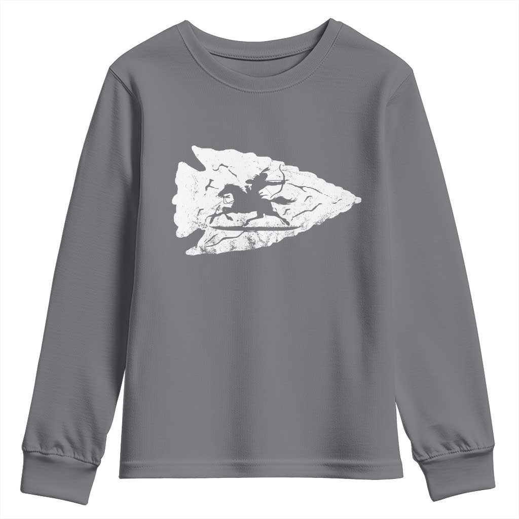 Arrowhead Hunter Indian Chief Relic Hunting Native American Youth Sweatshirt TS11 Charcoal Print Your Wear