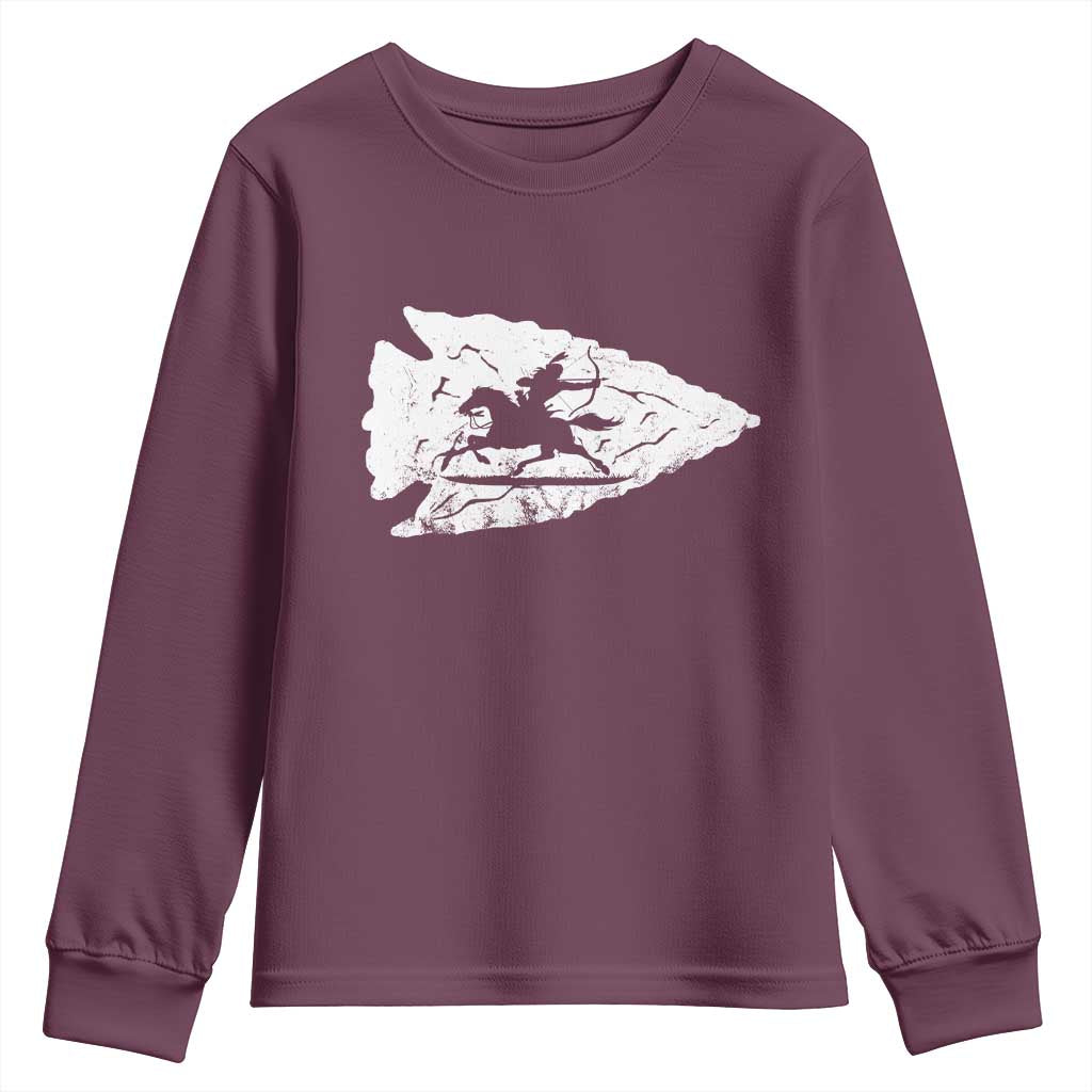 Arrowhead Hunter Indian Chief Relic Hunting Native American Youth Sweatshirt TS11 Maroon Print Your Wear