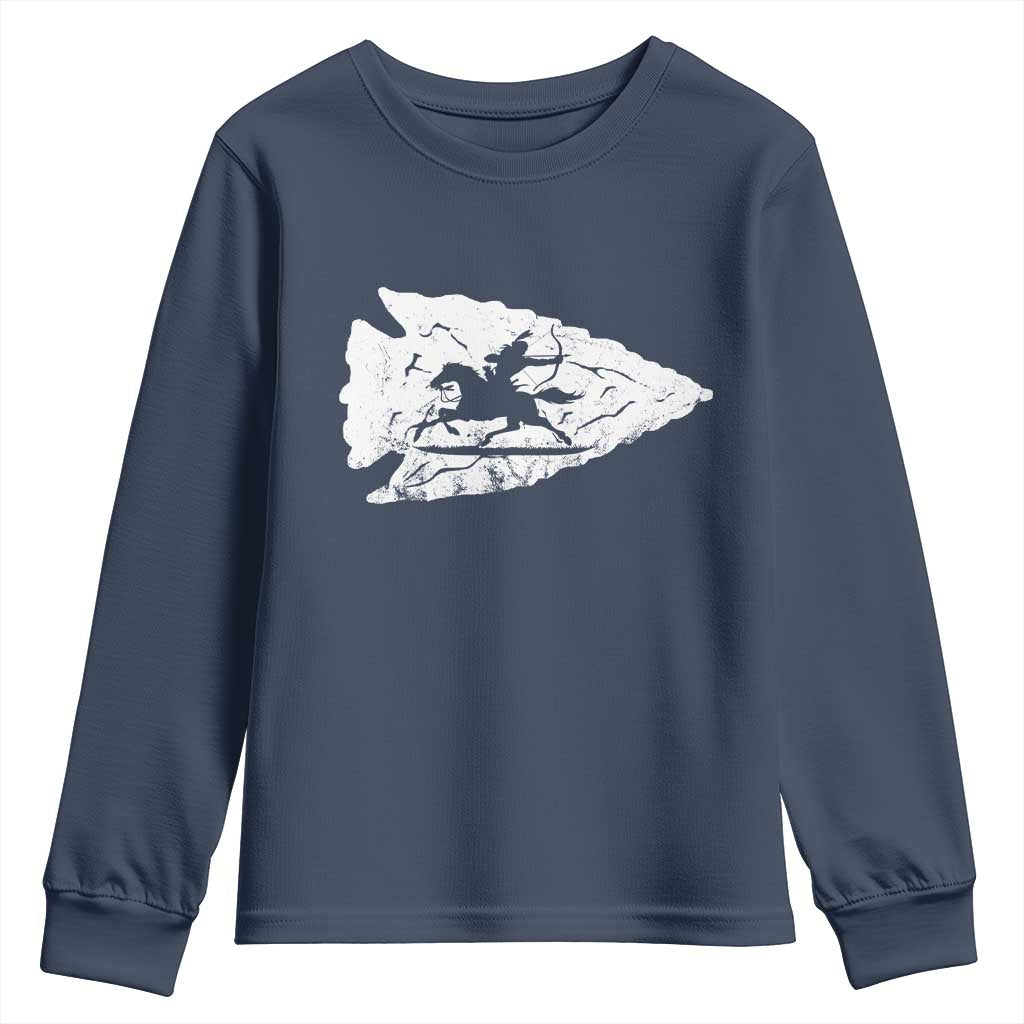 Arrowhead Hunter Indian Chief Relic Hunting Native American Youth Sweatshirt TS11 Navy Print Your Wear