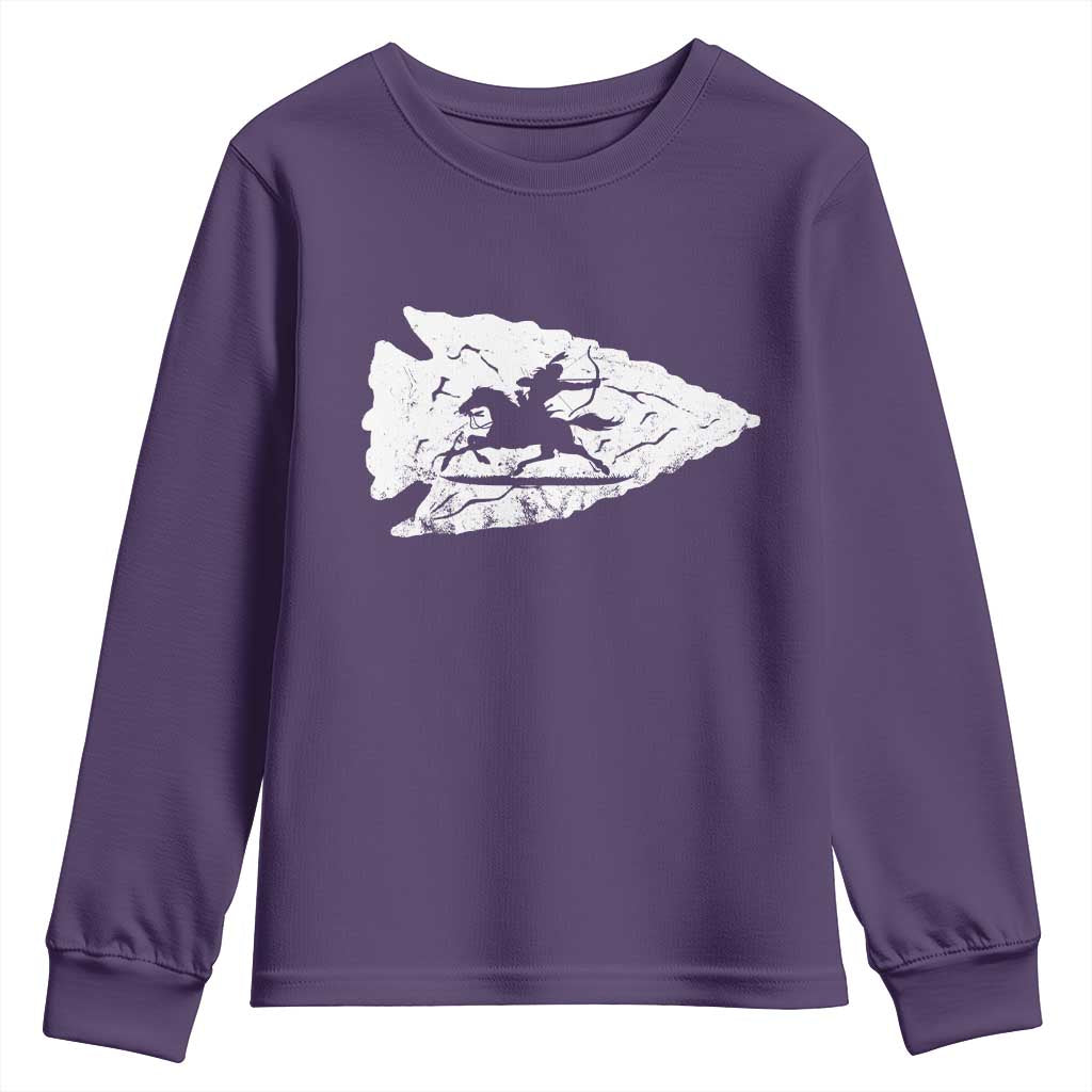 Arrowhead Hunter Indian Chief Relic Hunting Native American Youth Sweatshirt TS11 Purple Print Your Wear