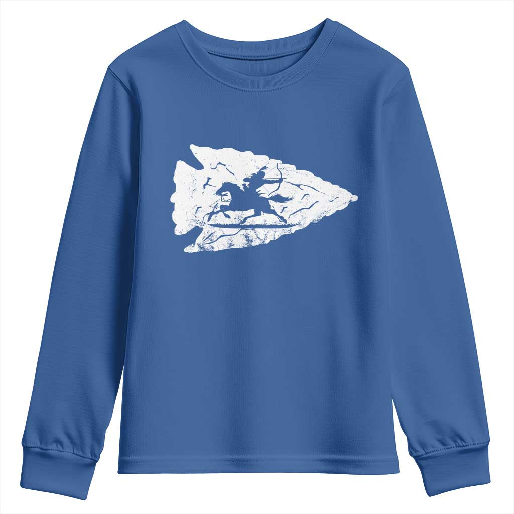 Arrowhead Hunter Indian Chief Relic Hunting Native American Youth Sweatshirt TS11 Royal Blue Print Your Wear