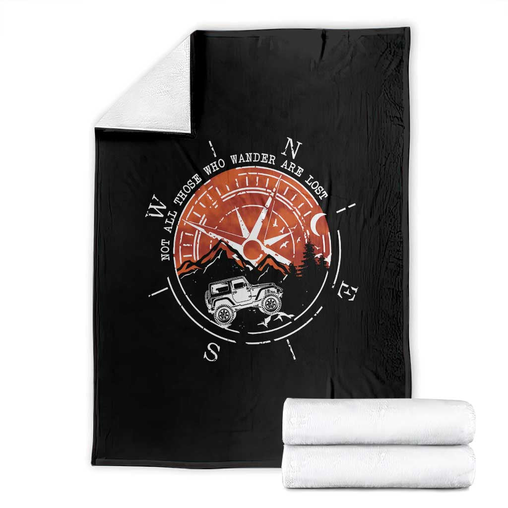 Not All Those Who Wander Are Lost Throw Blanket Compass Off Road Car TS11 Black Print Your Wear