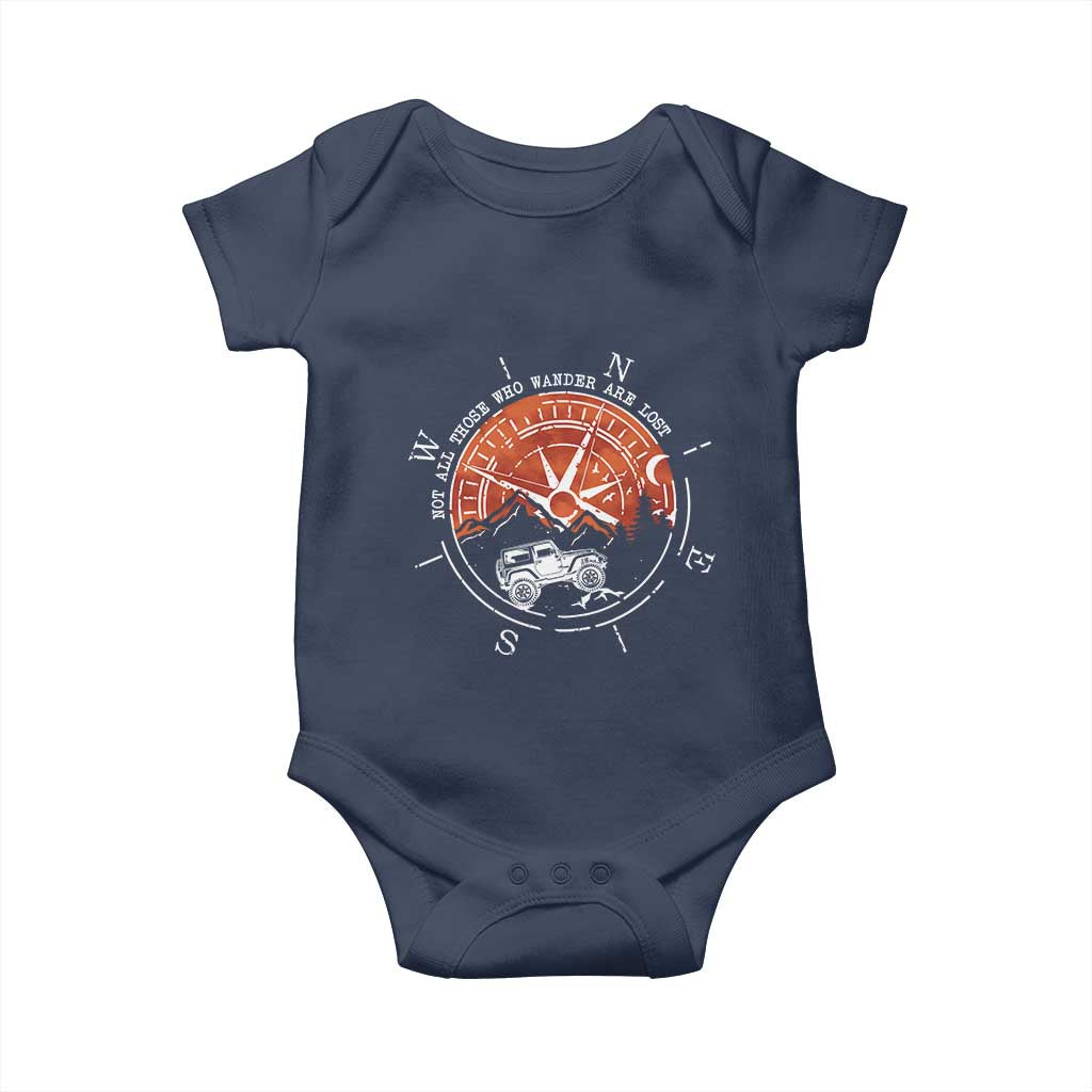 Not All Those Who Wander Are Lost Baby Onesie Compass Off Road Car TS11 Navy Print Your Wear