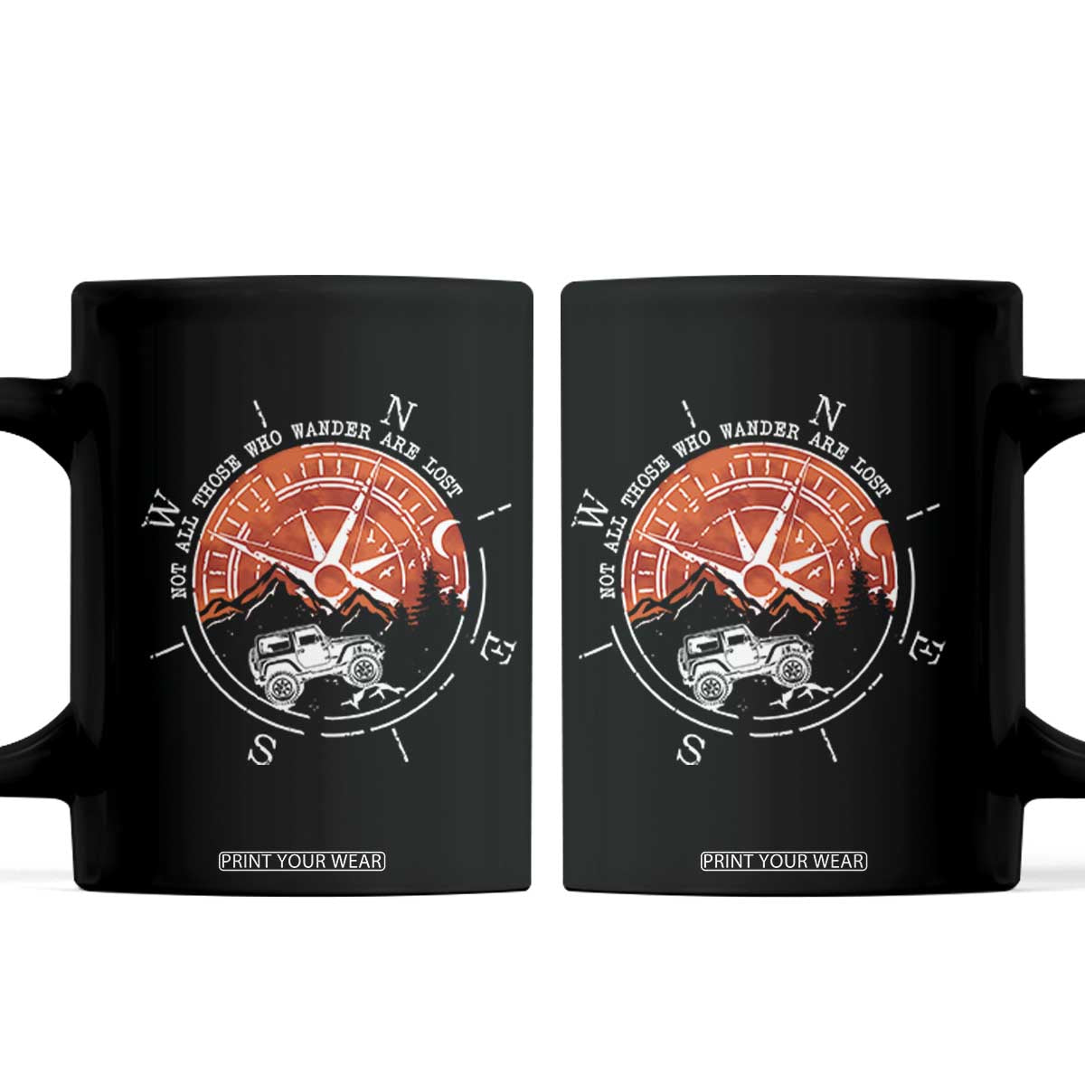 Not All Those Who Wander Are Lost Coffee Mug Compass Off Road Car TS11 Black Print Your Wear