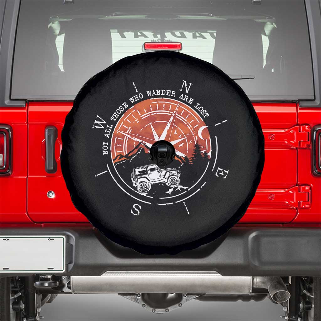 Not All Those Who Wander Are Lost Spare Tire Cover Compass Off Road Car TS11 Black Print Your Wear