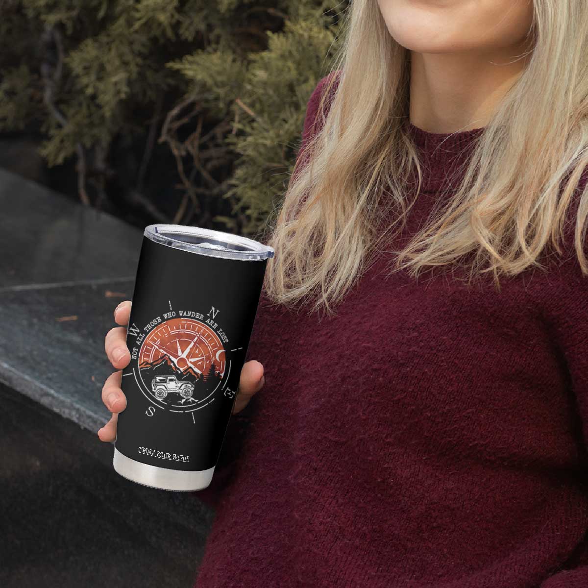 Not All Those Who Wander Are Lost Tumbler Cup Compass Off Road Car TS11 Print Your Wear
