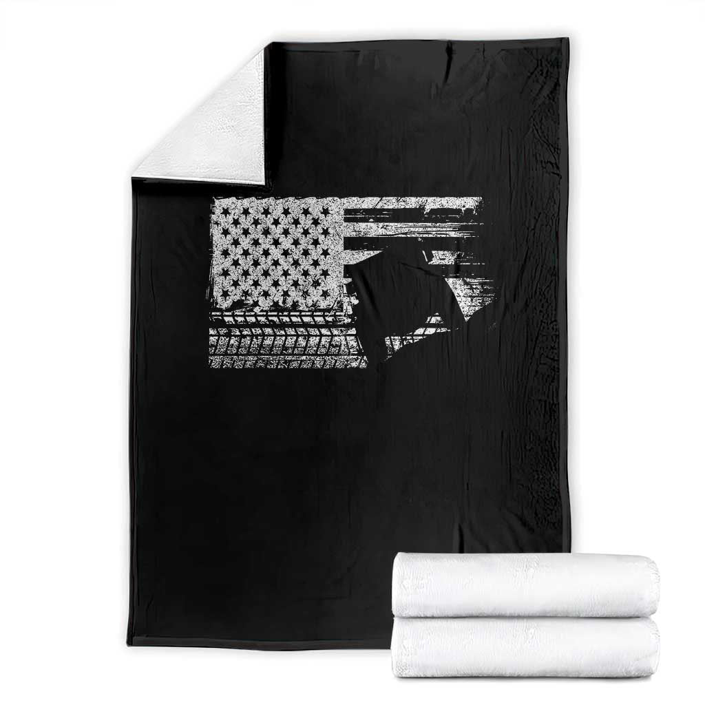 Off Road QUAD ATV Car Adventure Vintage American Flag Throw Blanket TS11 Black Print Your Wear