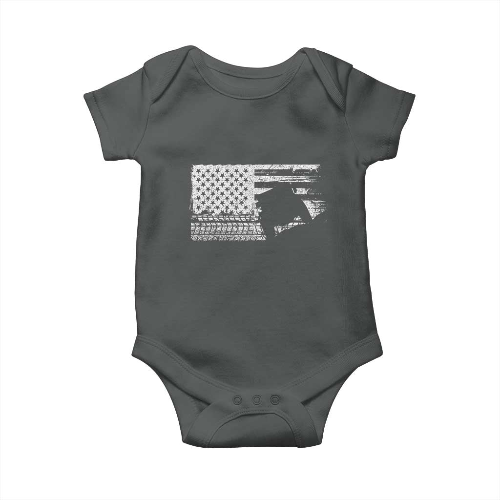 Off Road QUAD ATV Car Adventure Vintage American Flag Baby Onesie TS11 Dark Heather Print Your Wear