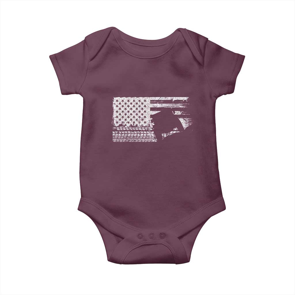 Off Road QUAD ATV Car Adventure Vintage American Flag Baby Onesie TS11 Maroon Print Your Wear