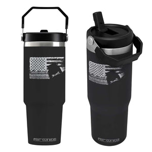 Off Road QUAD ATV Car Adventure Vintage American Flag Flip Straw Tumbler TS11 One Size: 30 oz Black Print Your Wear