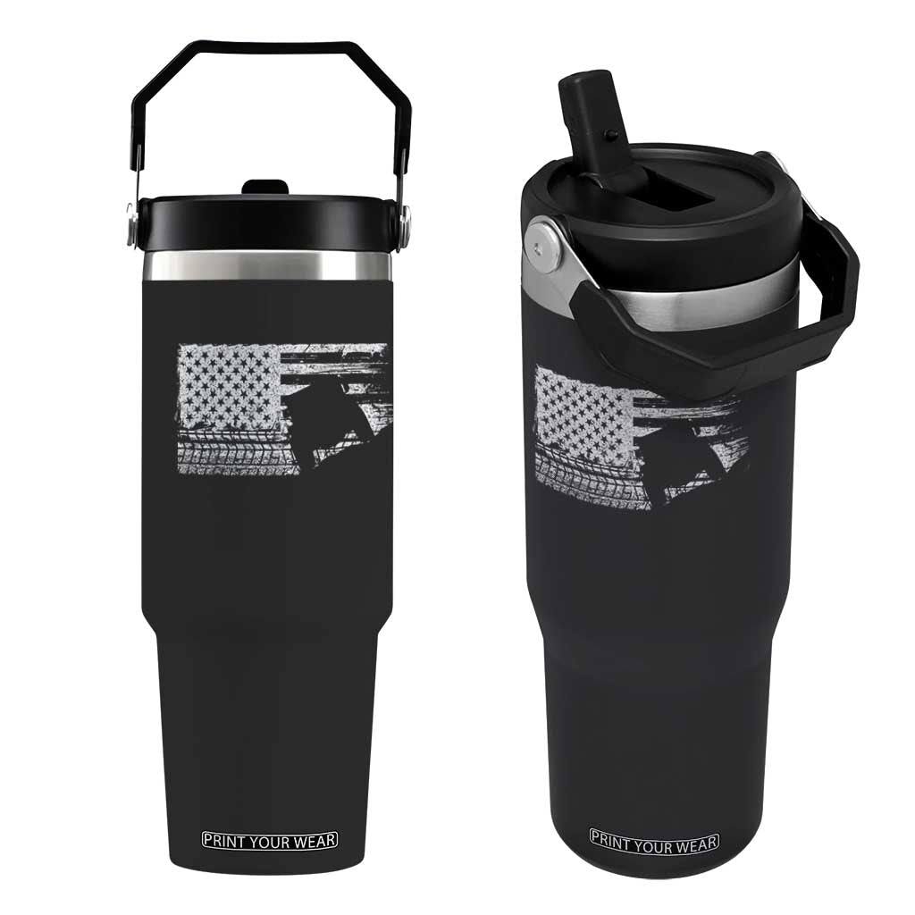 Off Road QUAD ATV Car Adventure Vintage American Flag Flip Straw Tumbler TS11 One Size: 30 oz Black Print Your Wear