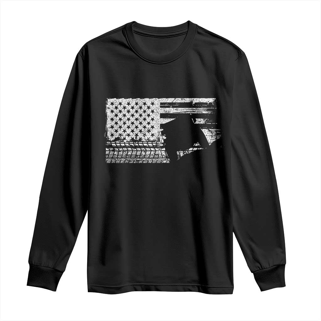 Off Road Quad ATV Car Adventure Vintage American Flag Long Sleeve Shirt TS11 Black Print Your Wear