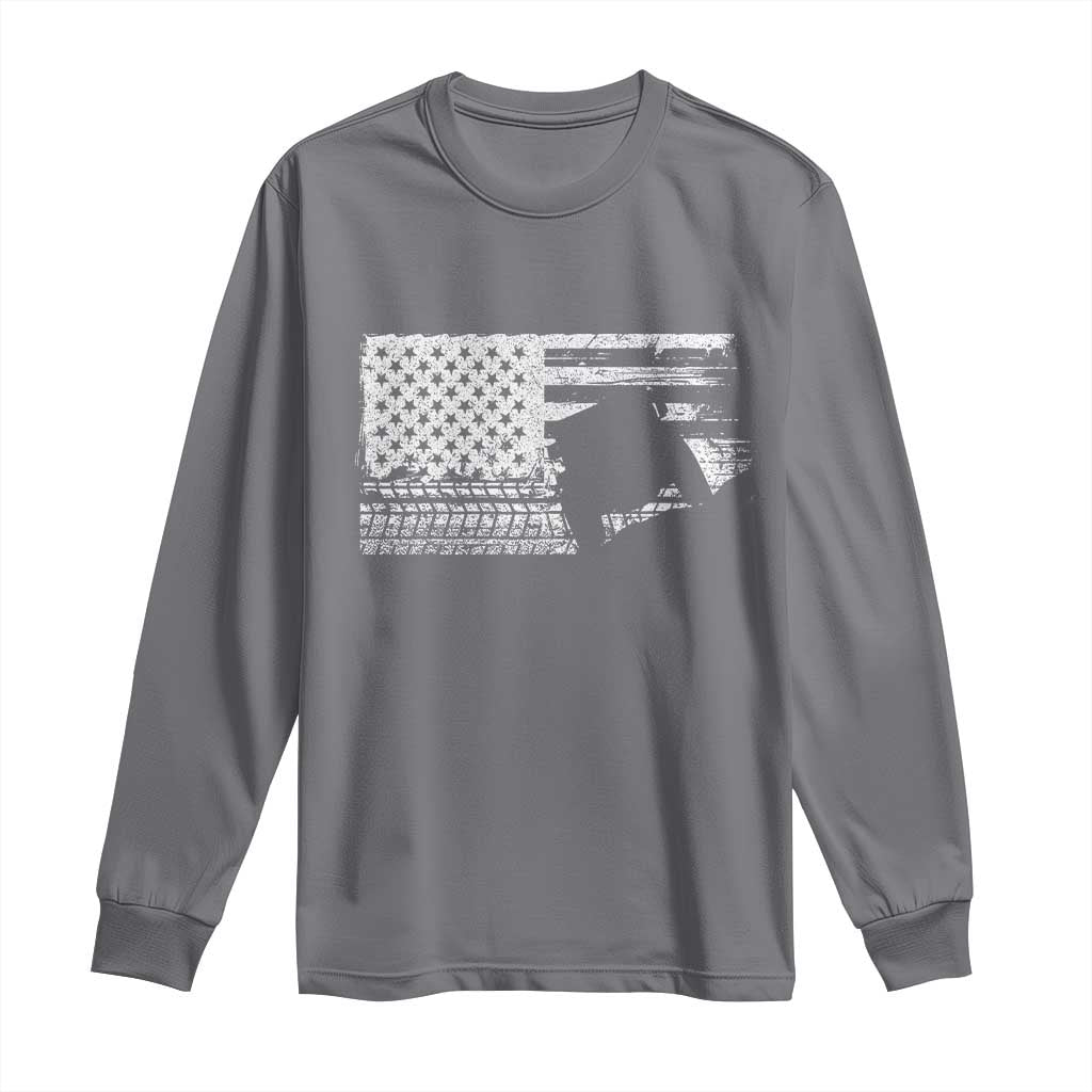 Off Road Quad ATV Car Adventure Vintage American Flag Long Sleeve Shirt TS11 Charcoal Print Your Wear