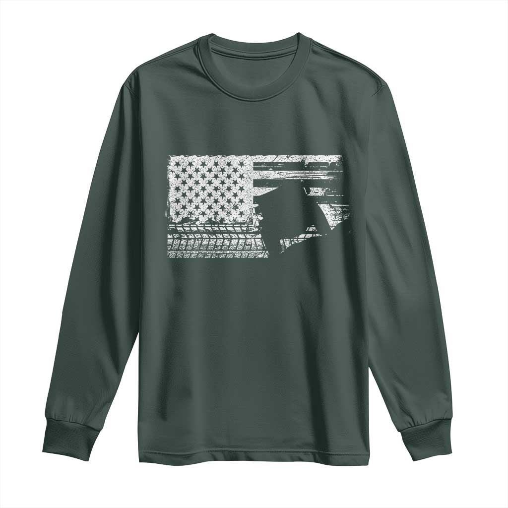Off Road Quad ATV Car Adventure Vintage American Flag Long Sleeve Shirt TS11 Dark Forest Green Print Your Wear