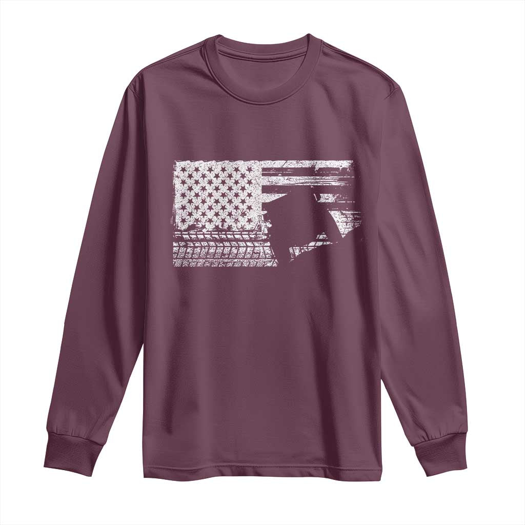 Off Road Quad ATV Car Adventure Vintage American Flag Long Sleeve Shirt TS11 Maroon Print Your Wear