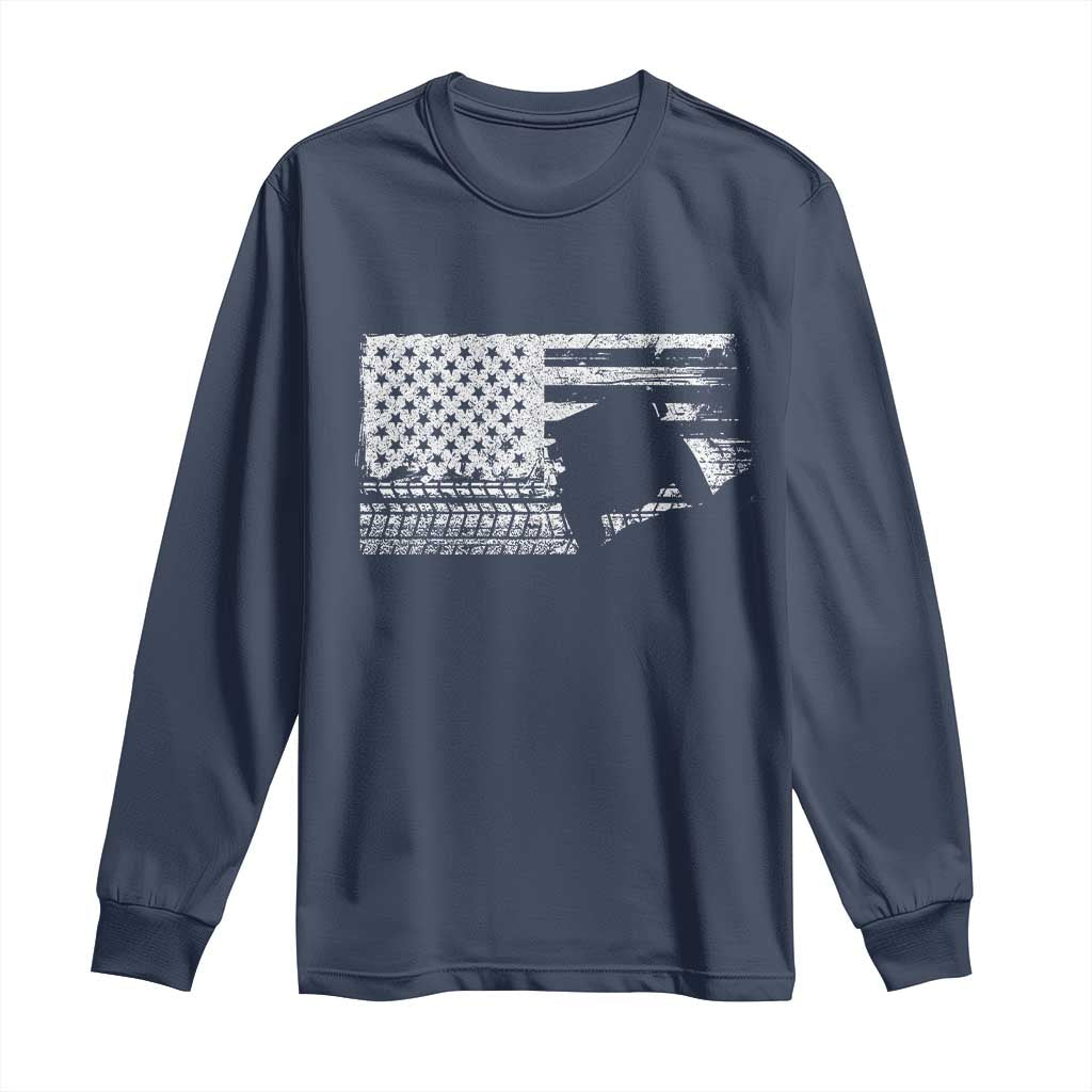 Off Road Quad ATV Car Adventure Vintage American Flag Long Sleeve Shirt TS11 Navy Print Your Wear