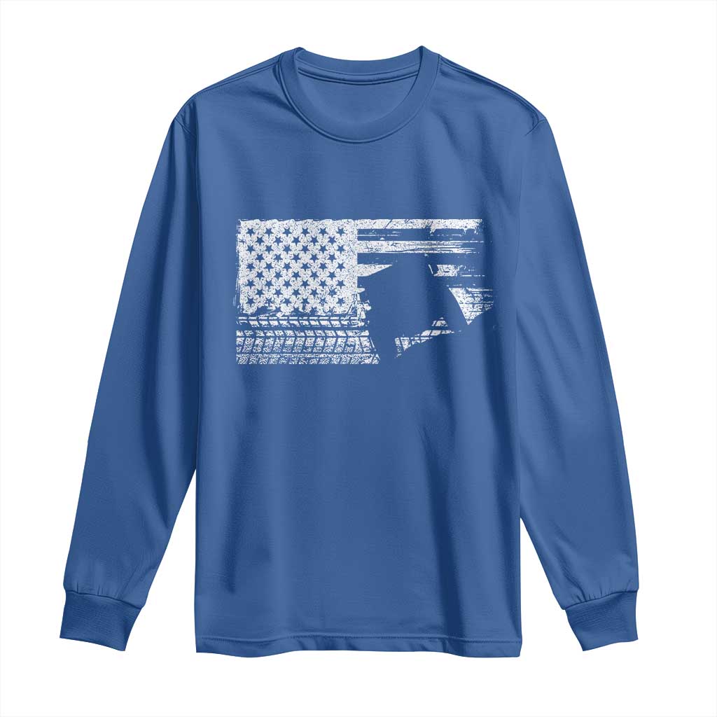 Off Road Quad ATV Car Adventure Vintage American Flag Long Sleeve Shirt TS11 Royal Blue Print Your Wear