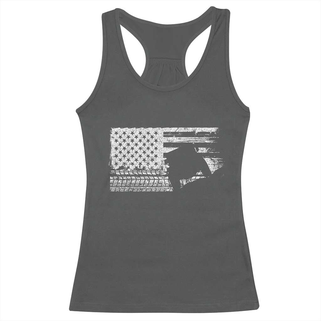 Off Road QUAD ATV Car Adventure Vintage American Flag Racerback Tank Top TS11 Dark Heather Print Your Wear