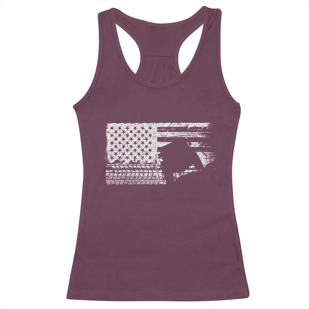 Off Road QUAD ATV Car Adventure Vintage American Flag Racerback Tank Top TS11 Maroon Print Your Wear