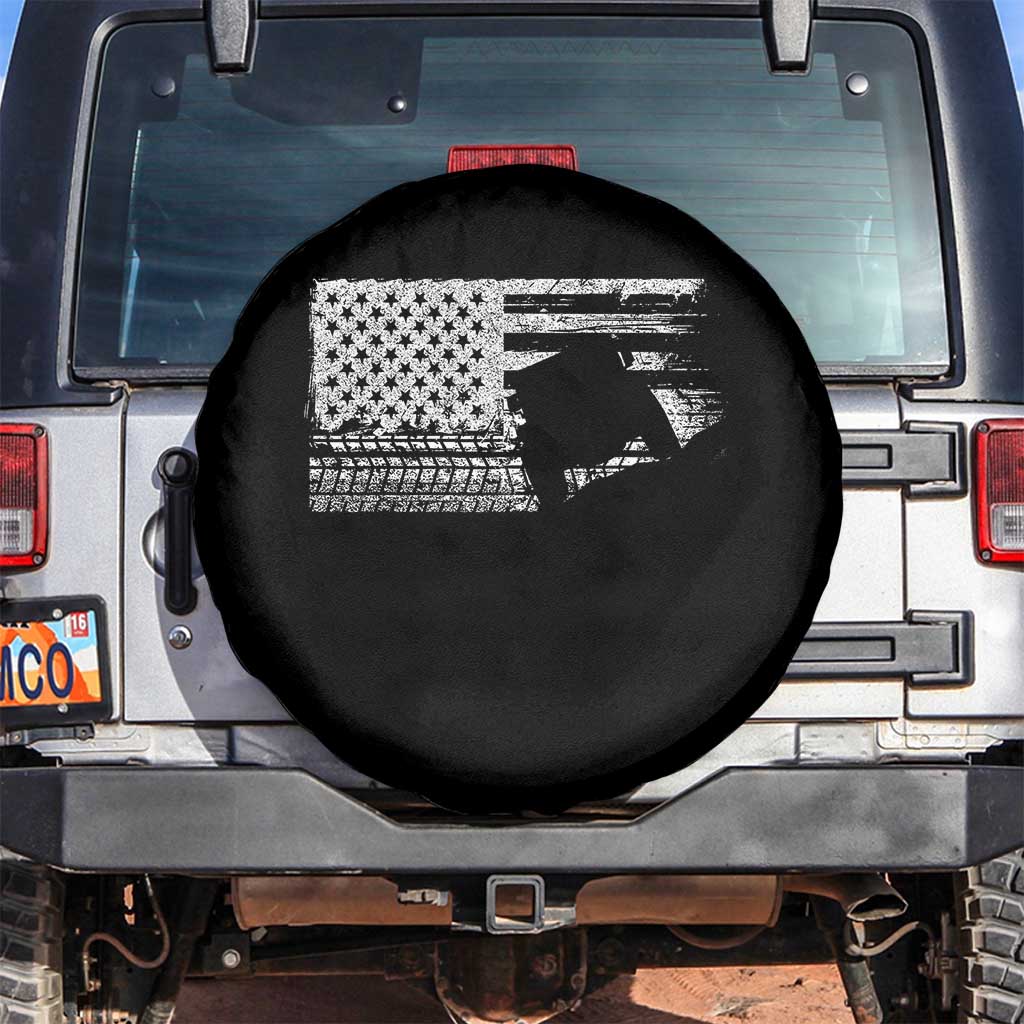 Off Road QUAD ATV Car Adventure Vintage American Flag Spare Tire Cover TS11 No hole Black Print Your Wear