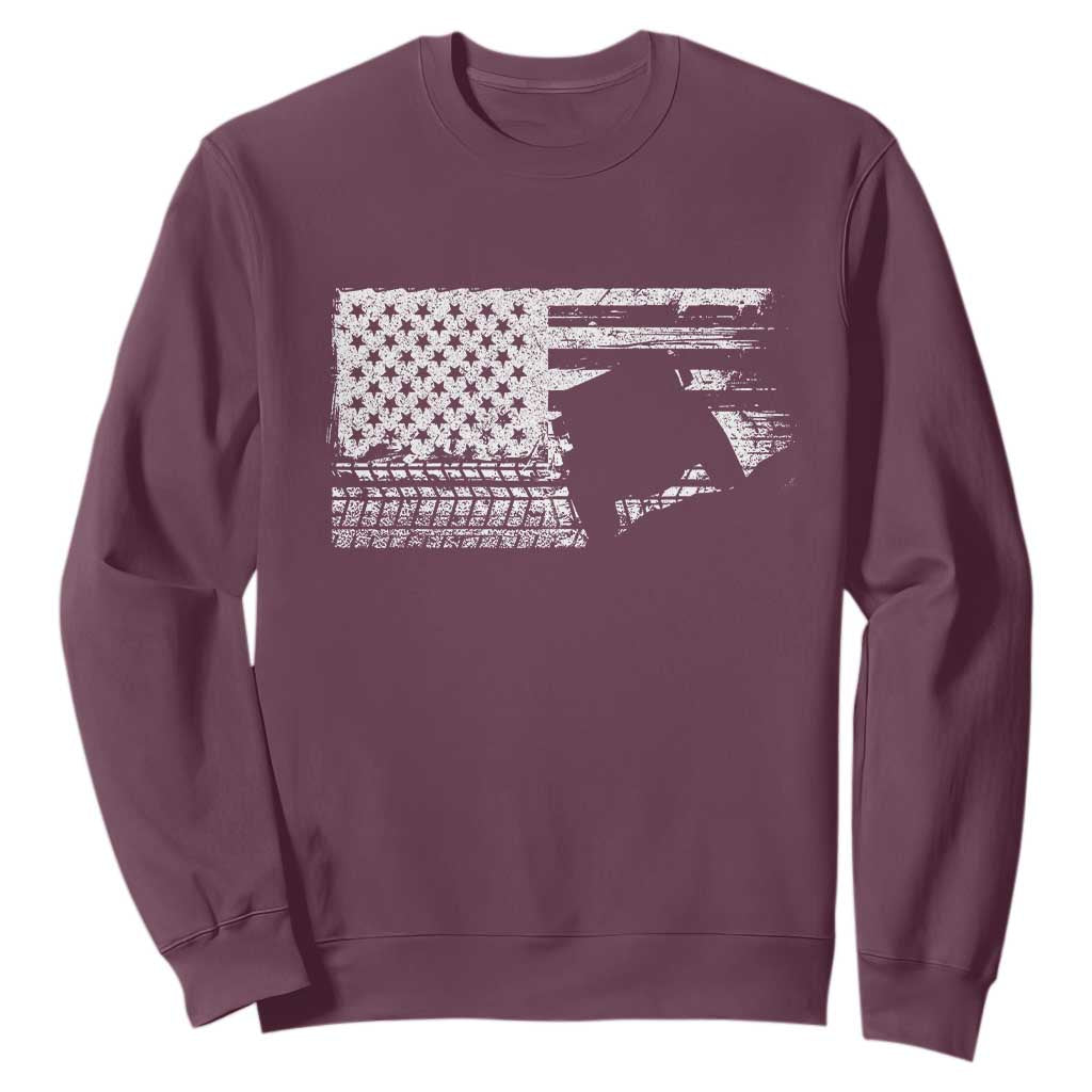 Off Road Quad ATV Car Adventure Vintage American Flag Sweatshirt TS11 Maroon Print Your Wear