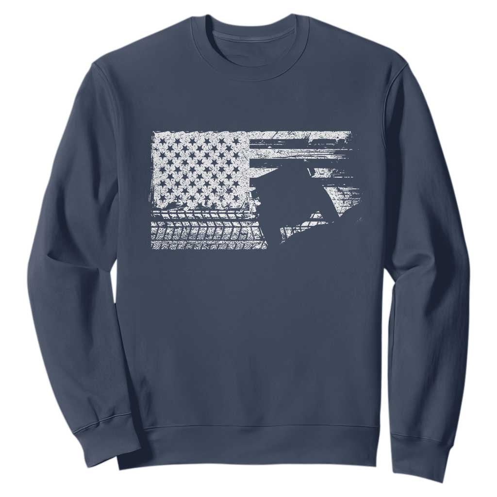 Off Road Quad ATV Car Adventure Vintage American Flag Sweatshirt TS11 Navy Print Your Wear