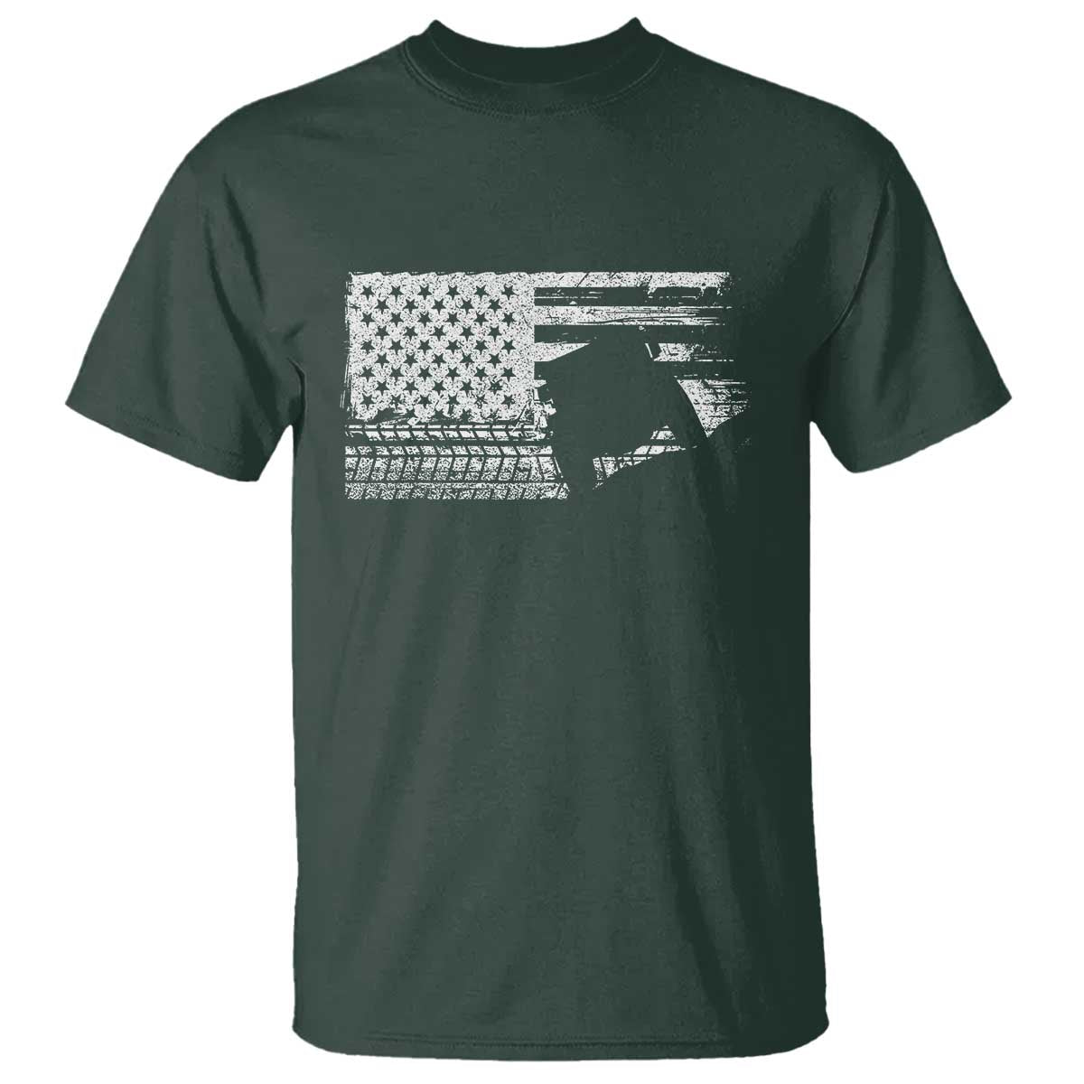 Off Road Quad ATV Car Adventure Vintage American Flag T Shirt TS11 Dark Forest Green Print Your Wear