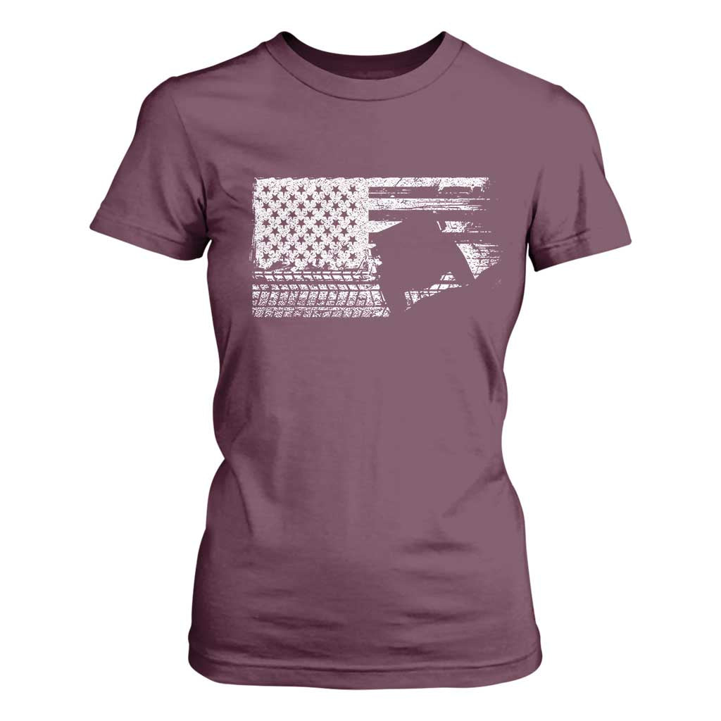 Off Road Quad ATV Car Adventure Vintage American Flag T Shirt For Women TS11 Maroon Print Your Wear