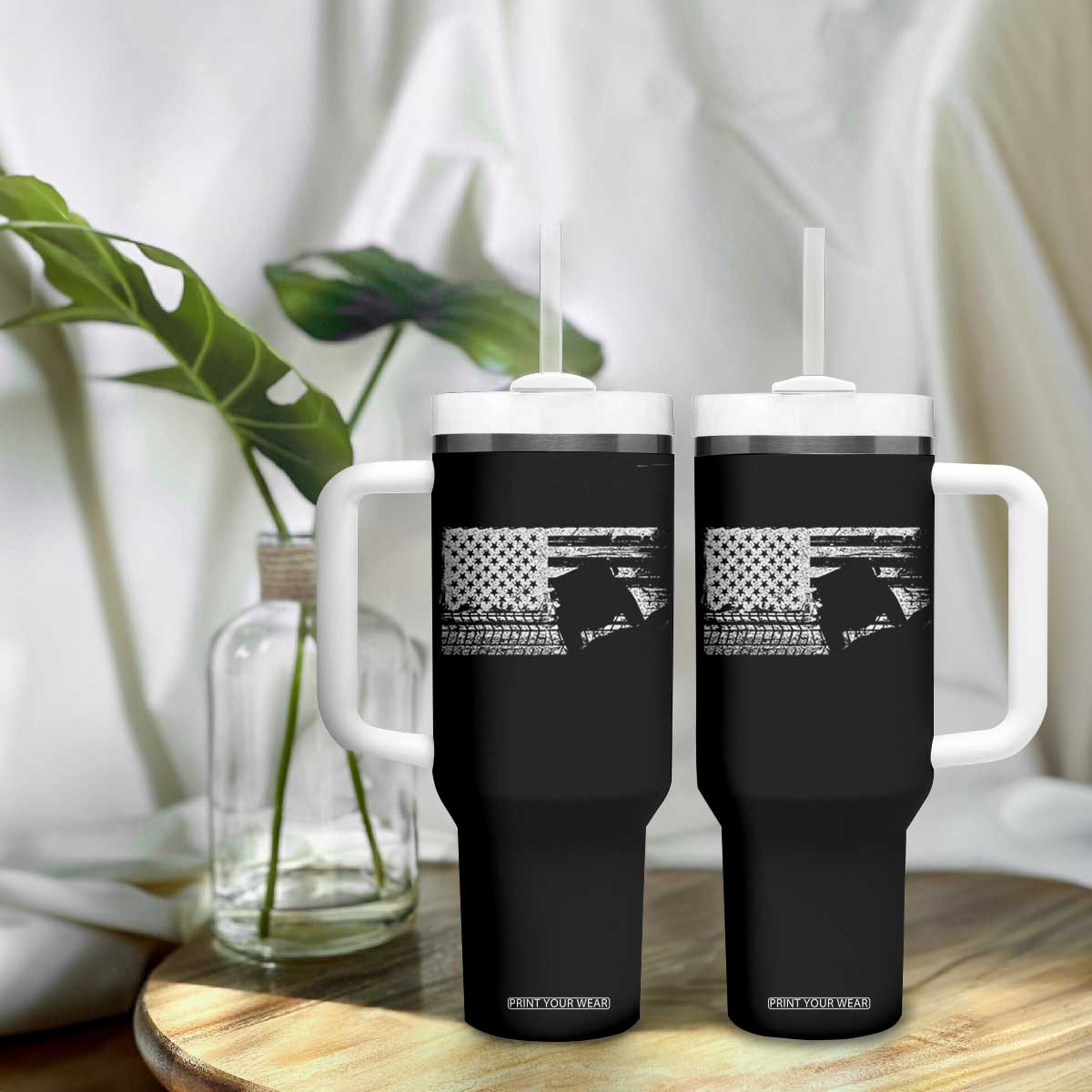 Off Road QUAD ATV Car Adventure Vintage American Flag Tumbler With Handle TS11 Print Your Wear