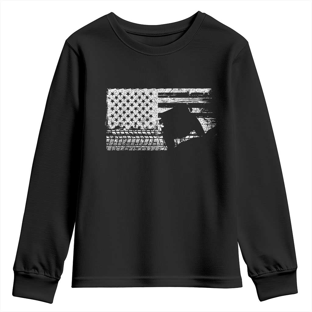 Off Road Quad ATV Car Adventure Vintage American Flag Youth Sweatshirt TS11 Black Print Your Wear