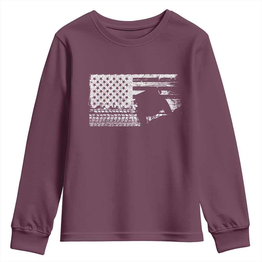 Off Road Quad ATV Car Adventure Vintage American Flag Youth Sweatshirt TS11 Maroon Print Your Wear
