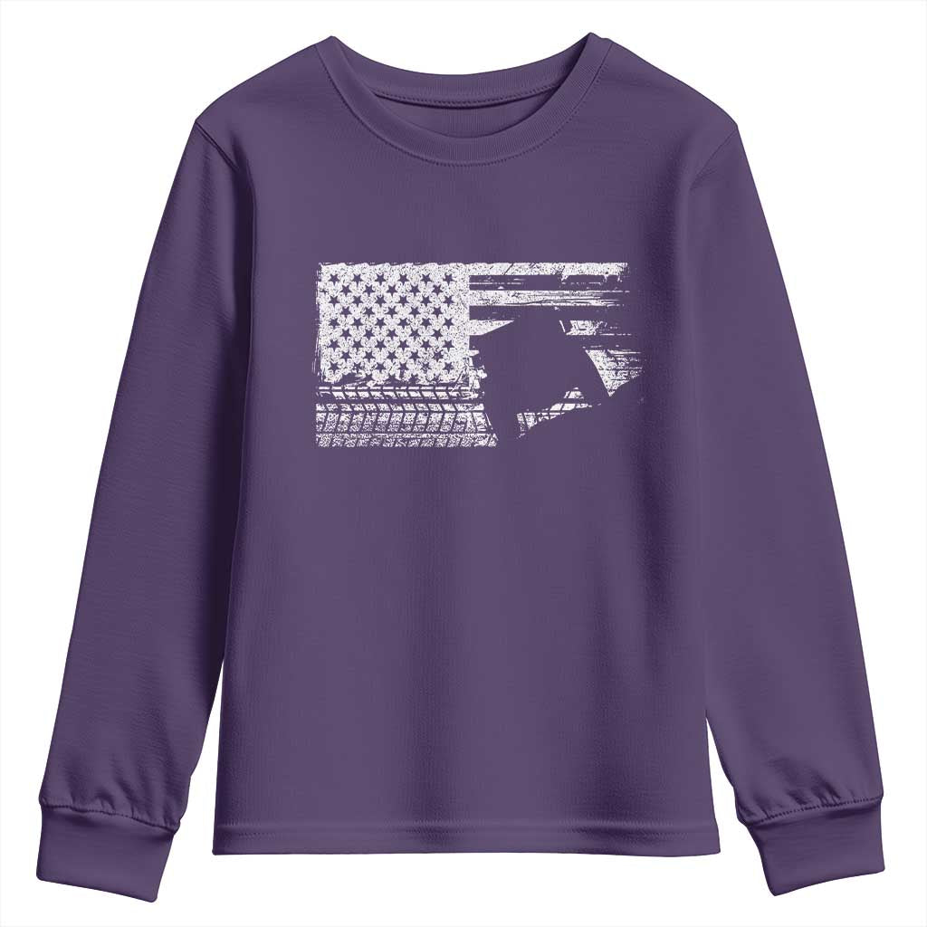 Off Road Quad ATV Car Adventure Vintage American Flag Youth Sweatshirt TS11 Purple Print Your Wear