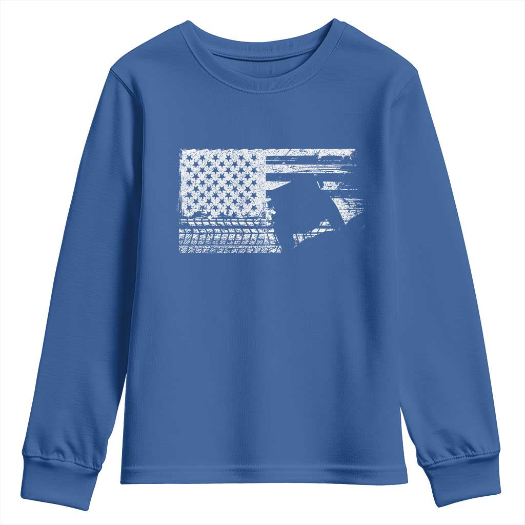 Off Road Quad ATV Car Adventure Vintage American Flag Youth Sweatshirt TS11 Royal Blue Print Your Wear