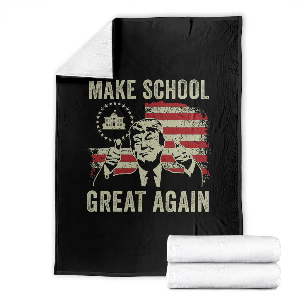 Funny Trump Make School Great Again Throw Blanket Back To School American Flag TS11 Black Print Your Wear