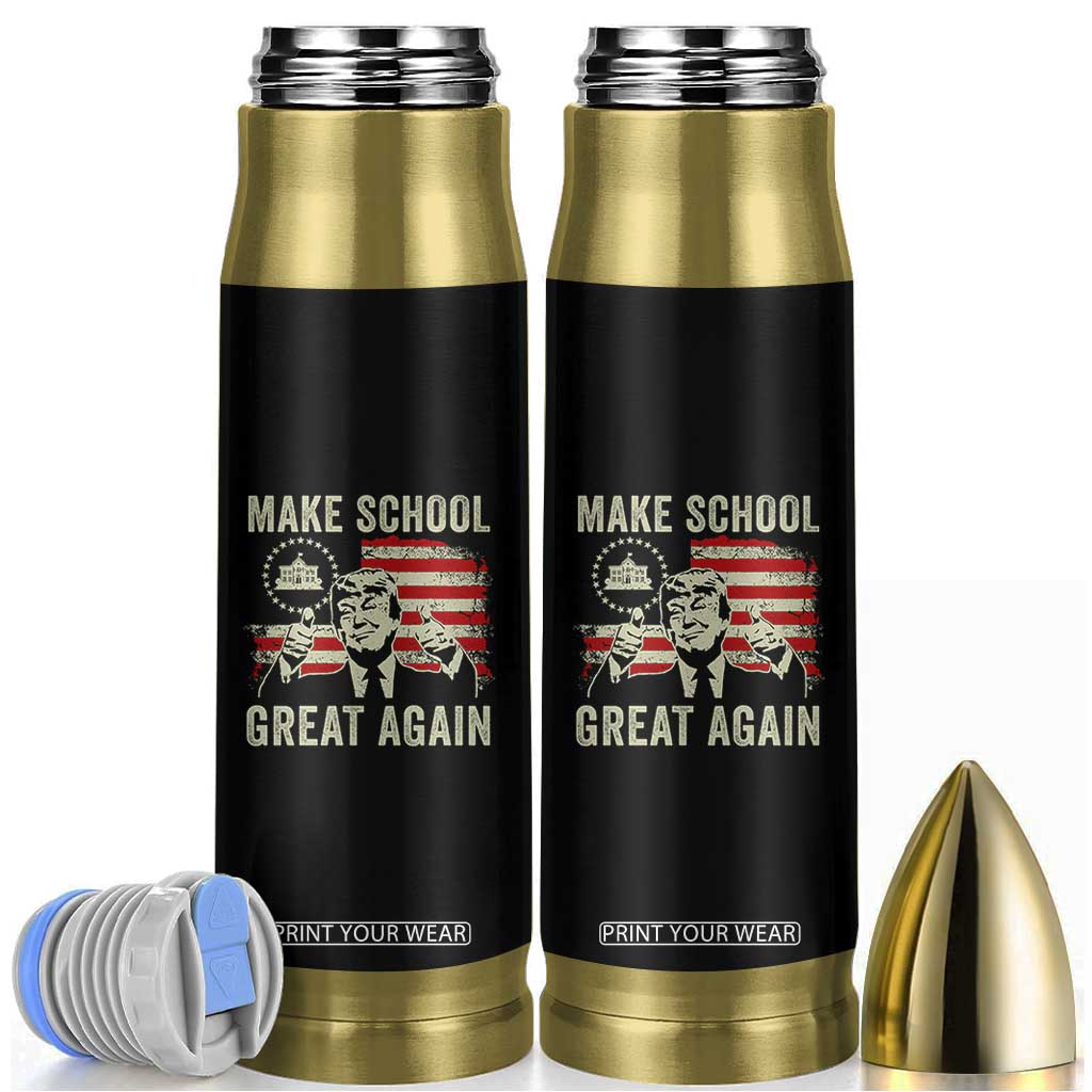 Funny Trump Make School Great Again Bullet Tumbler Back To School American Flag TS11 Black Print Your Wear