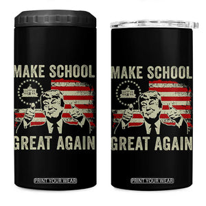 Funny Trump Make School Great Again 4 in 1 Can Cooler Tumbler Back To School American Flag TS11 One Size: 16 oz Black Print Your Wear