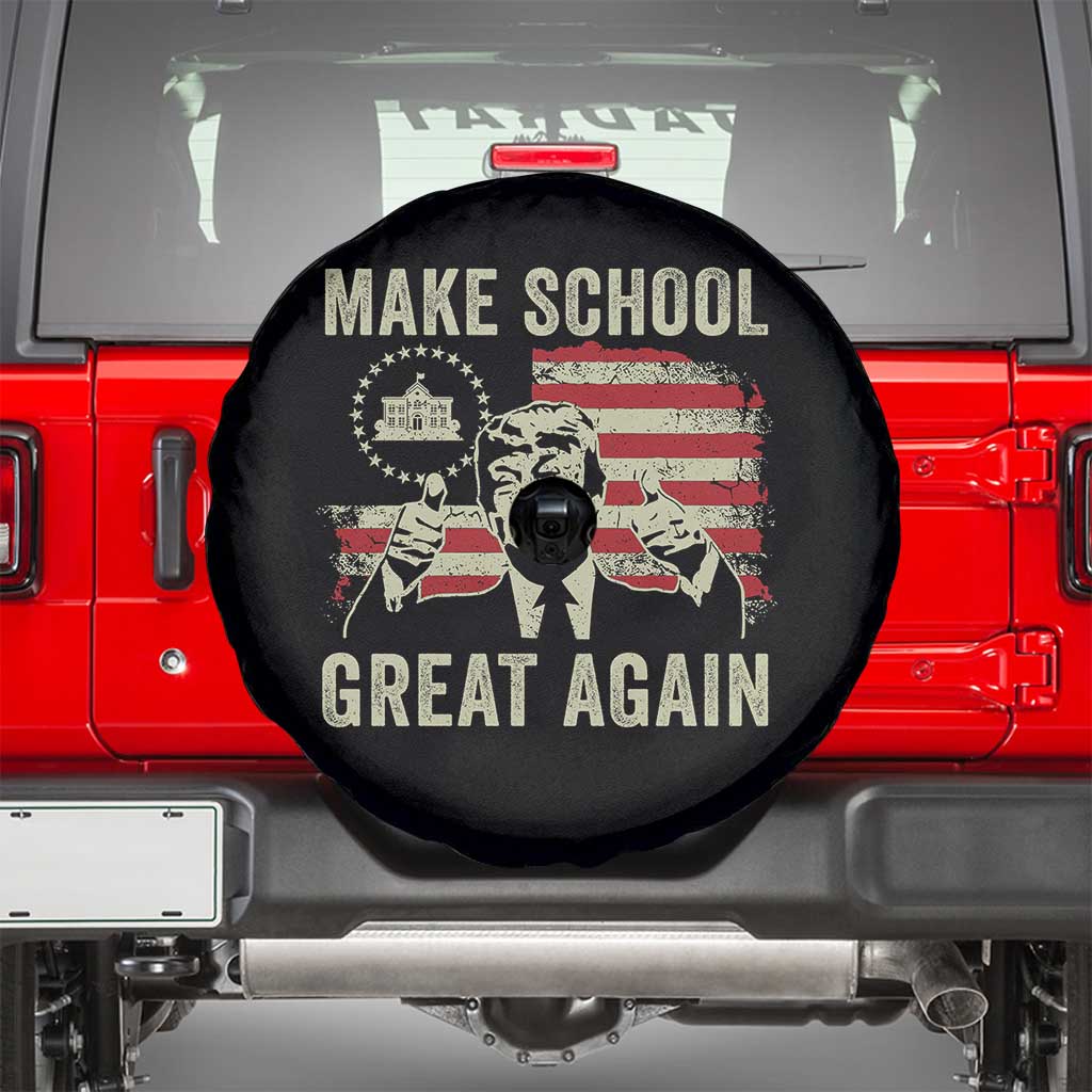 Funny Trump Make School Great Again Spare Tire Cover Back To School American Flag TS11 Black Print Your Wear