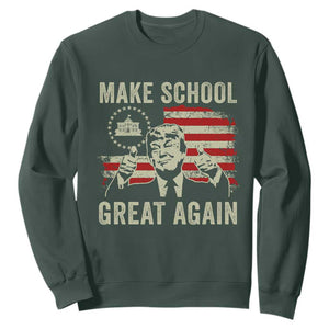 Funny Trump Make School Great Again Sweatshirt Back To School American Flag TS11 Dark Forest Green Print Your Wear