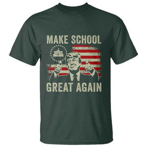 Funny Trump Make School Great Again T Shirt Back To School American Flag TS11 Dark Forest Green Print Your Wear
