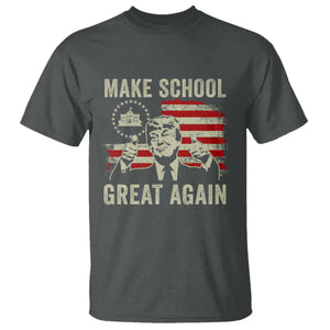 Funny Trump Make School Great Again T Shirt Back To School American Flag TS11 Dark Heather Print Your Wear