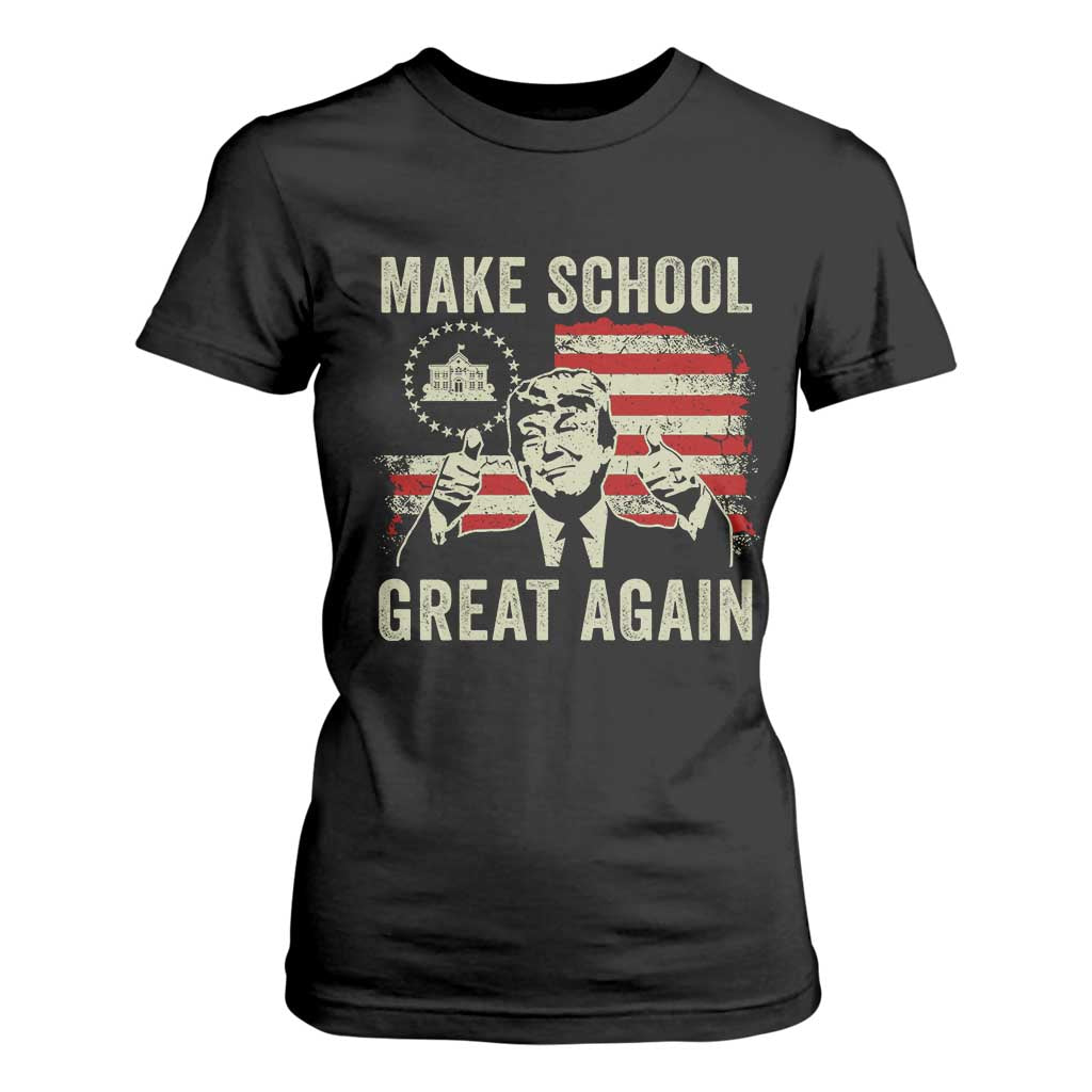 Funny Trump Make School Great Again T Shirt For Women Back To School American Flag TS11 Black Print Your Wear