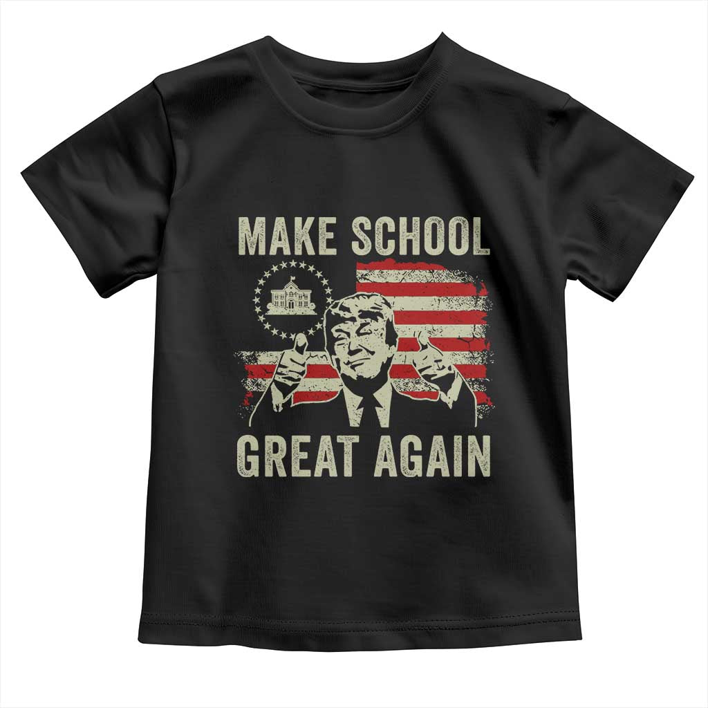 Funny Trump Make School Great Again Toddler T Shirt Back To School American Flag TS11 Black Print Your Wear